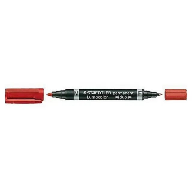 Μαρκαδόρος Staedtler Ανεξίτηλος Double-Tip Κόκκινος 348-2