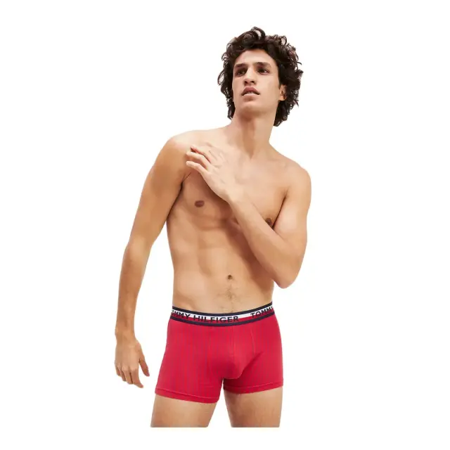 Tommy Hilfiger Ανδρικό Boxer Printed Trunk - Διπλό Πακέτο, Χρώμα Μπλε Depths/Tradewinds/Tomato - S 2