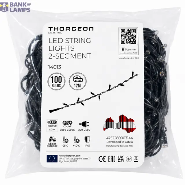 LED String Lights 5.2W 100LEDs 12m 2-segment 2200-2400K
