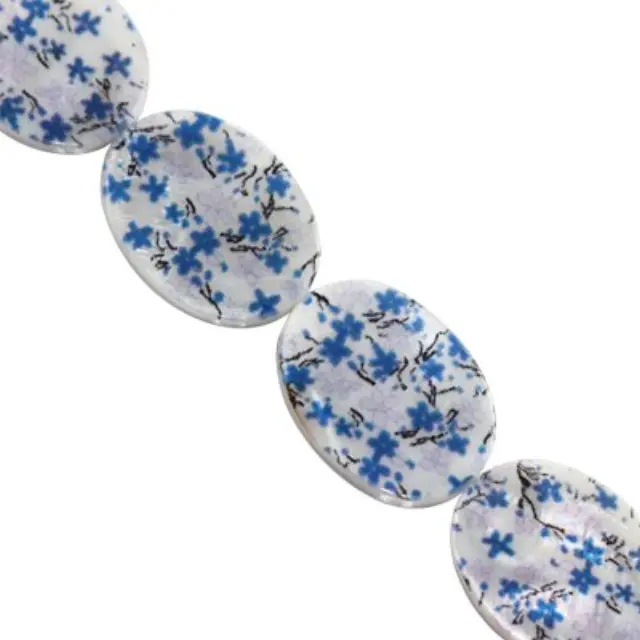 Mother of Pearl Οβαλ Πλακέ Flower 18x25mm ~15τεμ