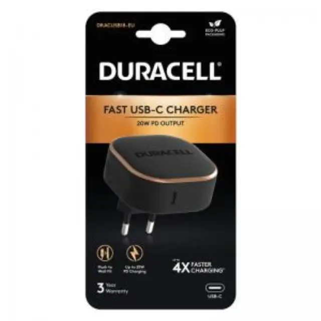 Φορτιστής Ταξιδίου Duracell με Έξοδο USB C PD 20W Μαύρο N59094 2