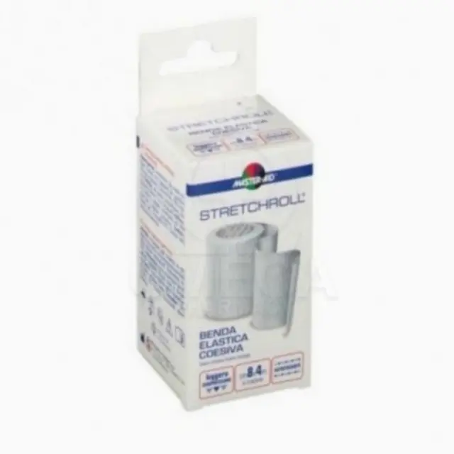 Masteraid Stretchroll Αυτοκόλλητος Πιεστικός + Ελαστικός Επίδεσμος Σε Λευκό Χρώμα, 4m x 8cm
