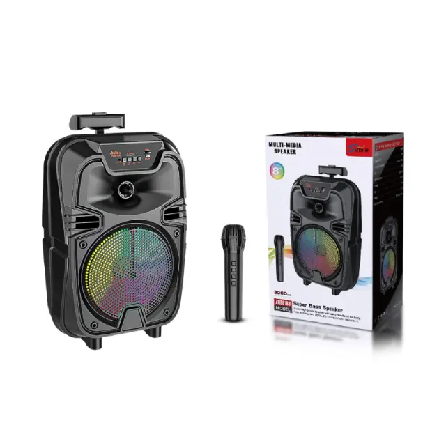 Sing-e Φορητό Bluetooth Ηχείο Karaoke 8" με Ασύρματο Μικρόφωνο & LED Φωτισμό ZQS8188- 8" Portable Bluetooth Karaoke Speaker with Wireless Microphone & LED Lights 079108