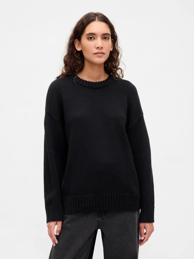 Γυναικείο Πουλόβερ Oversized από 100% Βαμβάκι Black