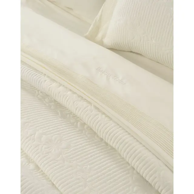 Νυφικό Σετ 3 Τεμ Κουβερλί 230x250 Υπέρδιπλο Beauty Home Emelia 12505 Εκρού 100% Microfiber 3