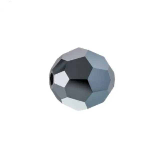 Swarovski 5000 Faceted Round Jet Hematite Full Coat 4mm - 10τεμ