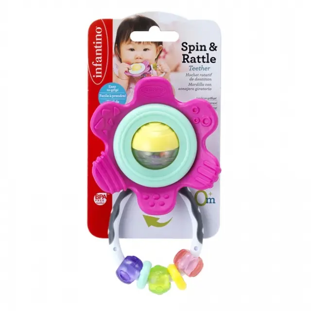 INFANTINO SPIN & RATTLE TEETHER ΡΟΖ 2