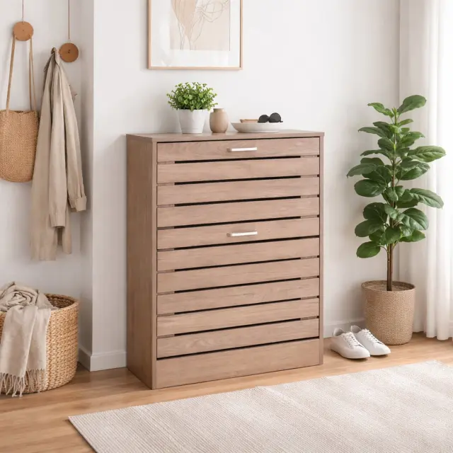 Παπουτσοθήκη με 2 ράφια Brush Unihome 12 θέσεων σε χρώμα mix Grey 63x24x80εκ 3