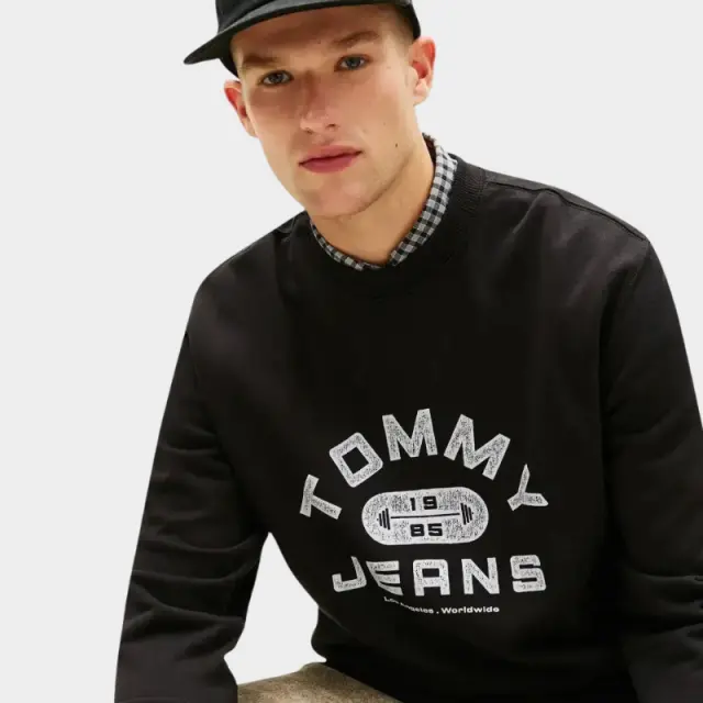 Tommy Hilfiger - Ανδρικό Φούτερ Modern Serif Crew Neck Regular Fit DM0DM22681-BDS Μαύρο - 2XL 2