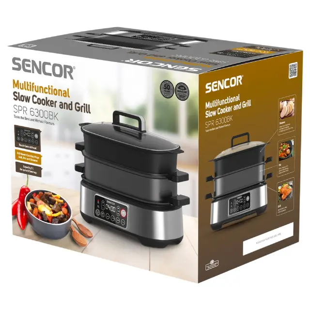 Ηλεκτρική Γάστρα Sencor SPR 6300BK με Grill Rice Cooker και Ατμομάγειρα Χωρητικότητα 6lt 2