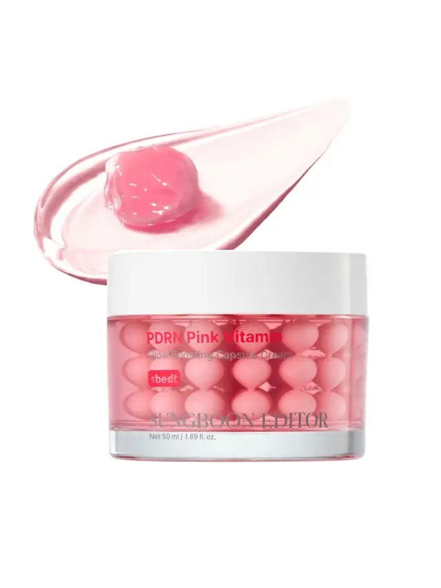 Sungboon Editor PDRN Pink Vitamin Glow Boosting Capsule Cream 50ml - Αντιγηραντική Κρέμα με Κάψουλες για Επανόρθωση & Όγκο