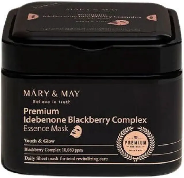 Mary + May Premium Idebenone Blackberry Complex Essence Mask- Μάσκες για αντιγήρανση και ενυδάτωση 20τμχ