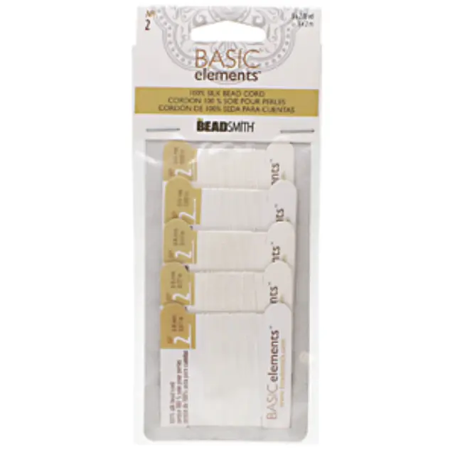 Beadsmith Σετ Κορδόνι 100% Μετάξι No2 Ø0.45mm - White - 5τεμ