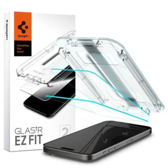 Tempered Glass Full Face Spigen Glas.tR EZ-FIT Apple iPhone 15 Pro (2 τεμ.) N63726
