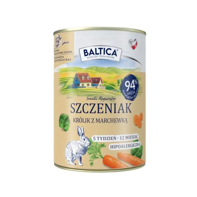 BALTICA Smaki regionów Puppy Rabbit with carrot - wet dog food - 400g