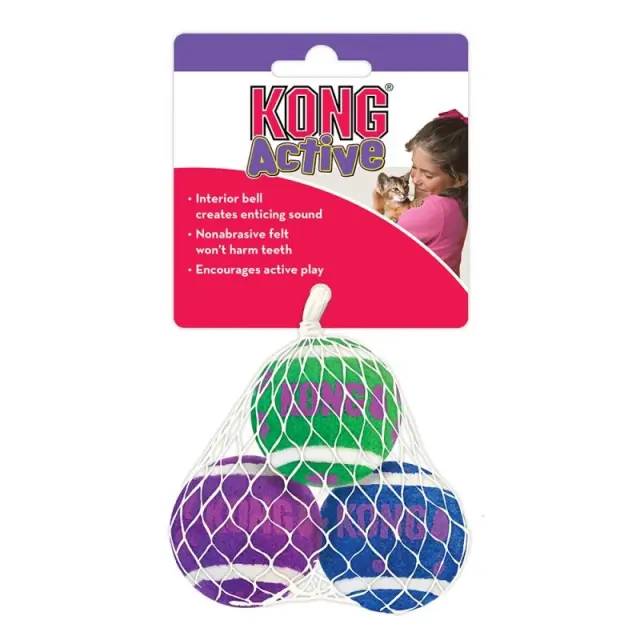 Kong Cat Active Tennis Balls with Bells (3τμχ) 3.8x3.8x3.8cm Μονόχρωμο