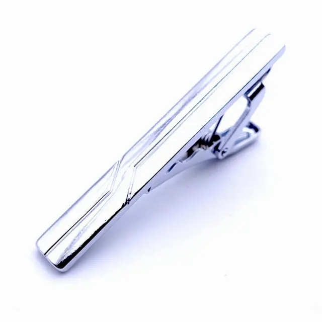 Σχεδιαστικό Ασημί Κλιπ Γραβάτας 4,5 cm – LGTC-57 2