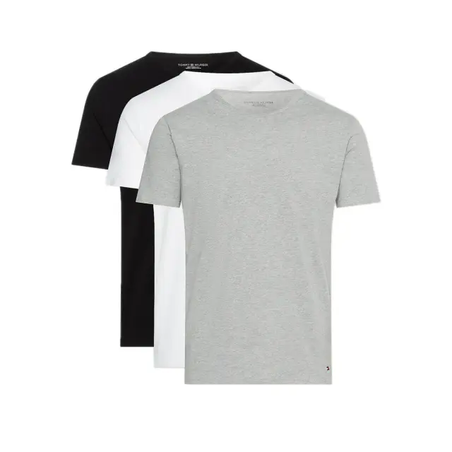 Tommy Hilfiger Ανδρικό Φανελάκι Κοντό Μανίκι Premium Essential Stretch - Τριπλό Πακέτο, Χρώμα Μαύρο-Λευκό-Γκρι - M
