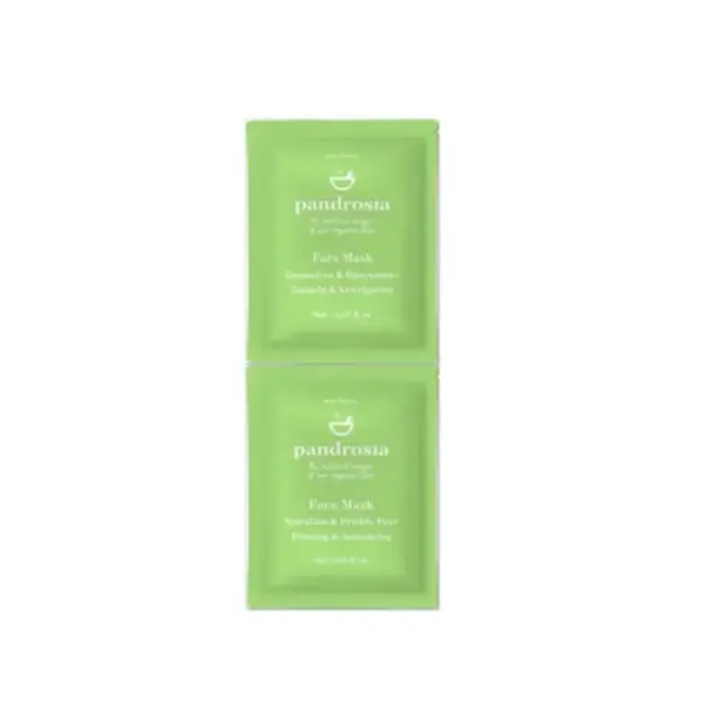 Pandrosia Face Masks Spirulina & Prickly Pear, Μάσκα Προσώπου με Σπιρουλίνα & Φραγκόσυκο 2x8ml