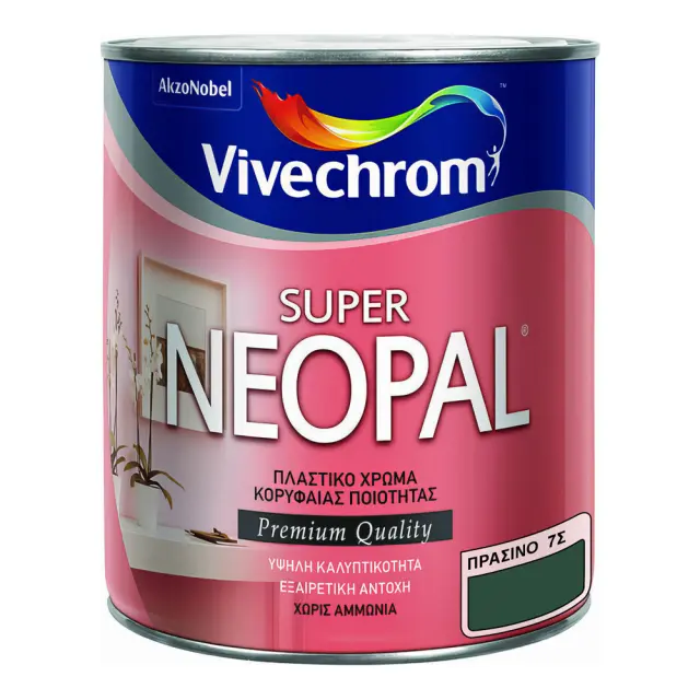 Πλαστικό Χρώμα για Εσωτερική Χρήση 750ml Vivechrom Super Neopal Νο7Σ Πράσινο