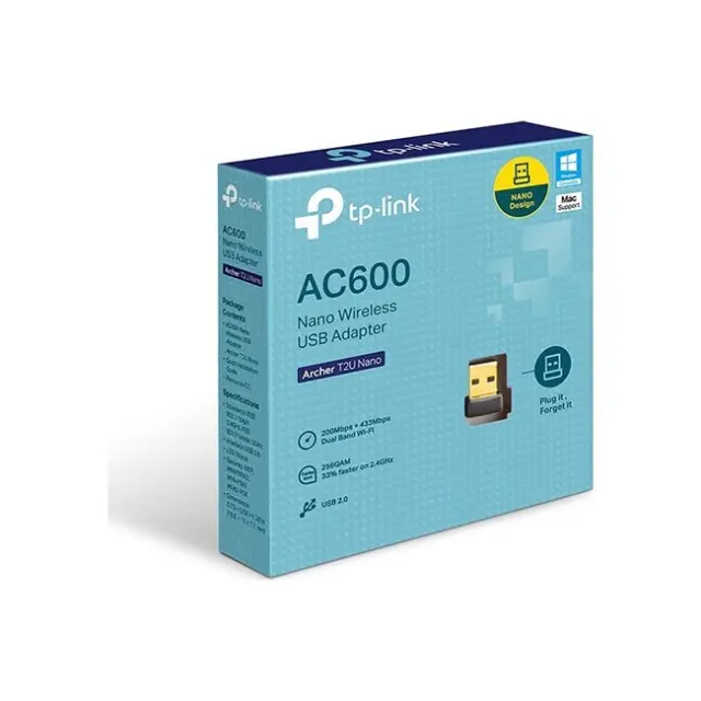 TP-LINK WiFi USB Adapter Archer T2U Nano AC600 V1 (ARCHER T2U NANO) (TPT2UNANO) 2
