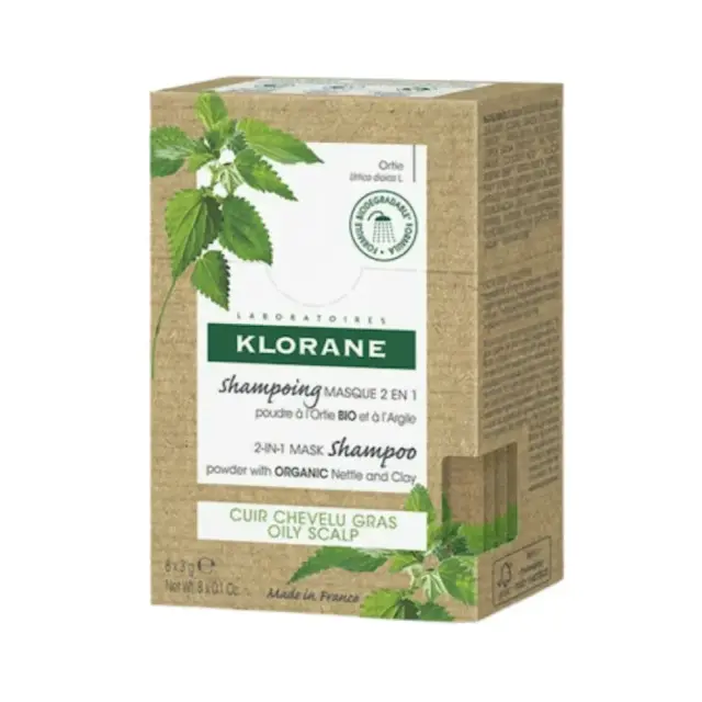 Klorane 2-In-1 Μάσκα-Σαμπουάν σε Σκόνη με Τσουκνίδα για Λιπαρά Μαλλιά 8 Φακελάκια x 3gr