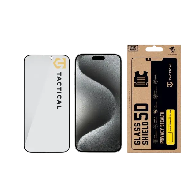 Tactical Glass Shield Privacy Stealth 5D for Apple iPhone 15 Pro Max Black 3