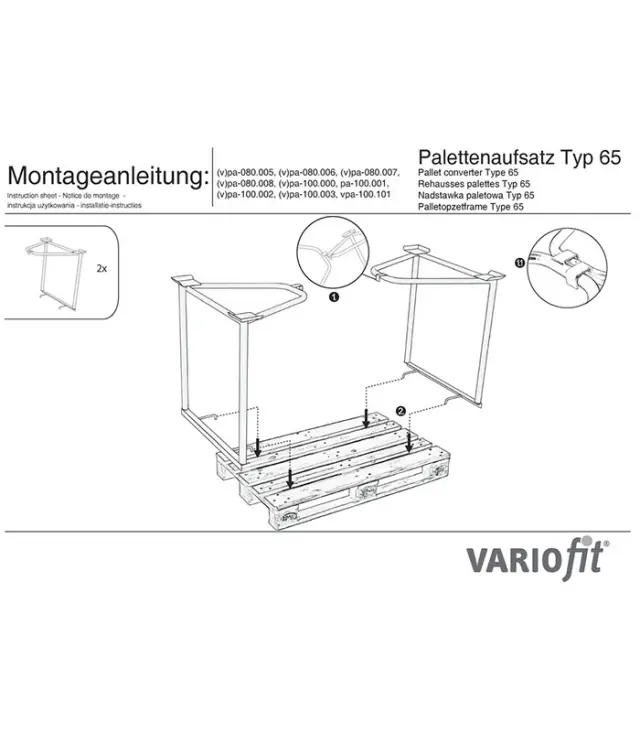 Variofit vpa-100.101 Παλετοκιβώτιο Συναρμολογούμενο Γαλβανιζέ Τύπου 65 για Φορτίο Βάρους ως 1500kg 2