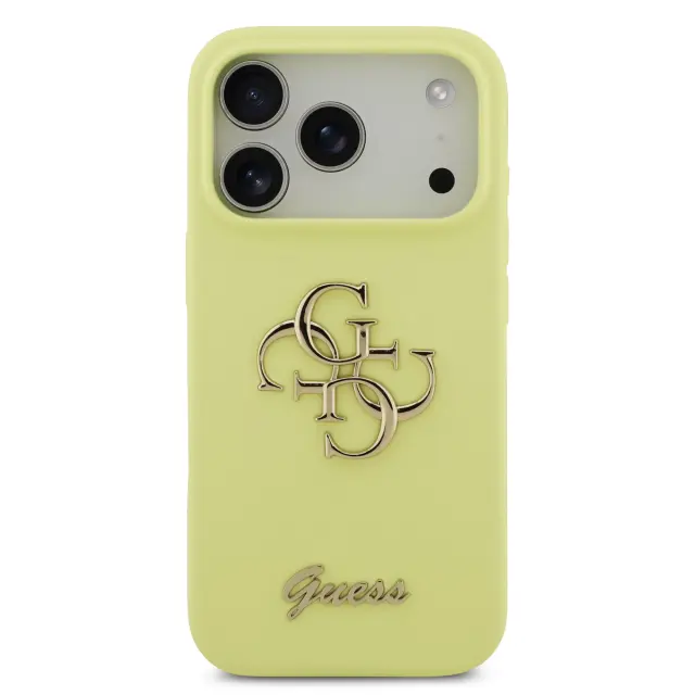 Guess Liquid Silicone 4G Metal Logo Case for iPhone 17 Pro Yellow 3