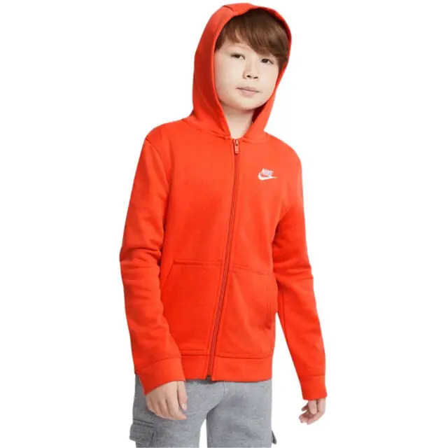 Nike Sportswear Club Αθλητική Παιδική Ζακέτα Φούτερ με Κουκούλα Πορτοκαλί DD1698-869 - XL-160cm