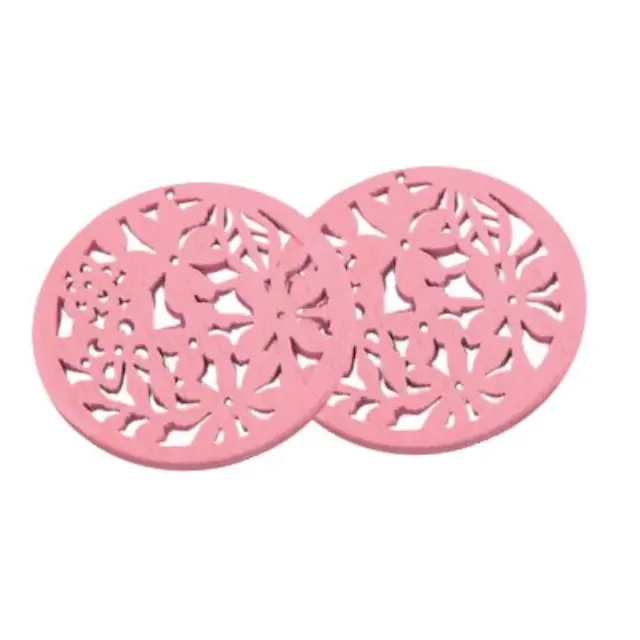 Ξύλινο Διακοσμητικό 50mm Rings Pink - 4τεμ