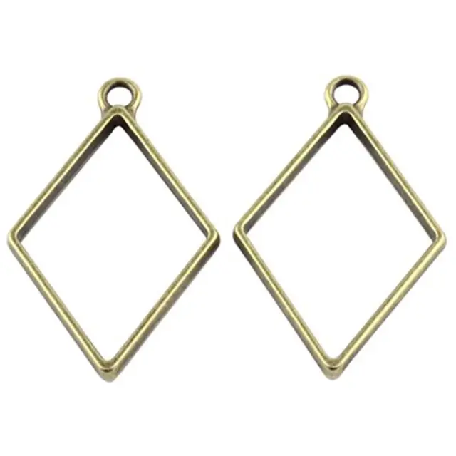 Μεταλλικό Κρεμαστό Open Back - Rhombus - 40x25.5x3.5mm - Antique Bronze - 4τεμ