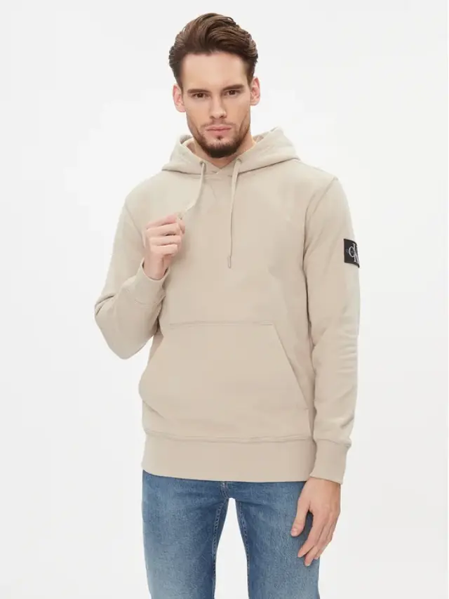 Calvin Klein - Ανδρικό Φούτερ με Κουκούλα J30J323430-PED Εκρού - 2XL