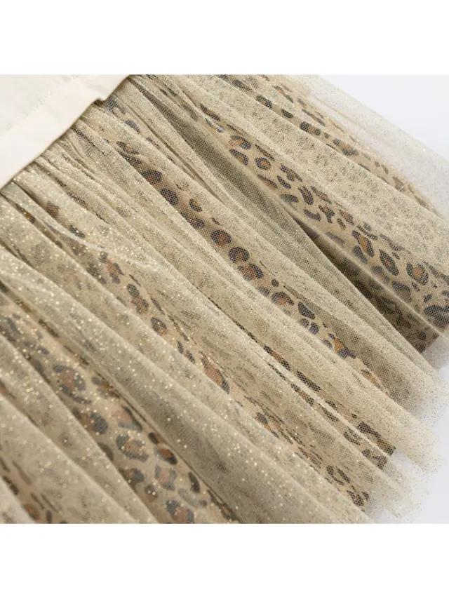 Funky Παιδικό Φόρεμα Μακρυμάνικο Τούλινο Animal Print Εκρού 226-728103-1 3