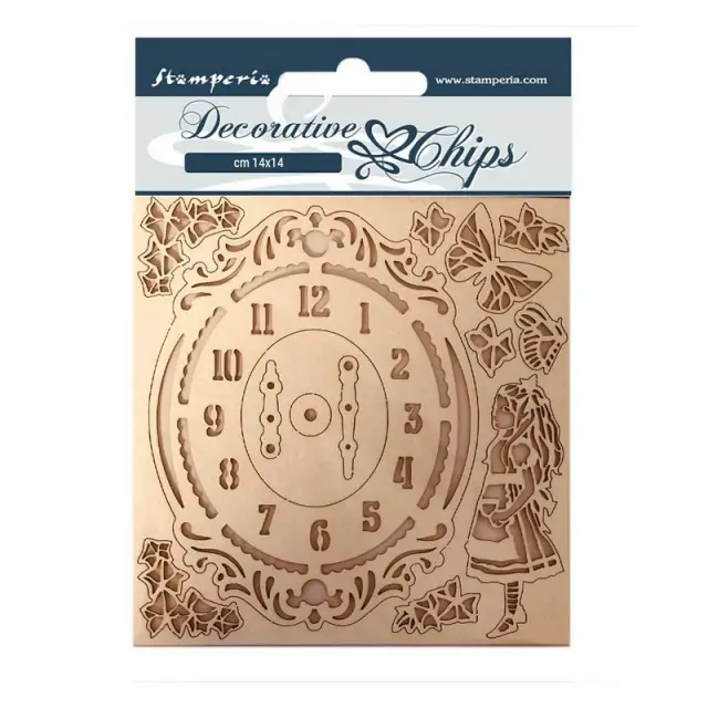 Chipboard Stamperia 14x14cm, Alice, Clock