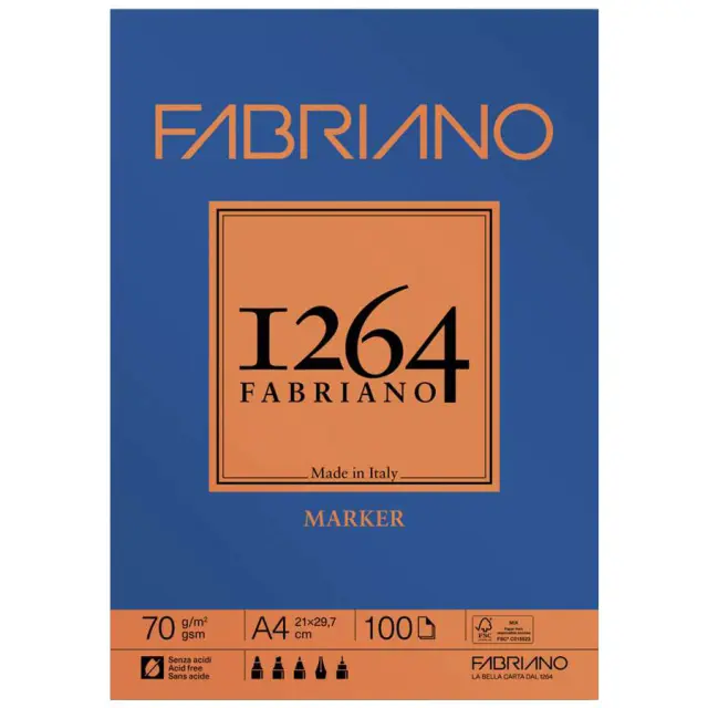 Μπλοκ Fabriano 1264 Marker για Μαρκαδόρους 70g/m² - A4 21x29.7cm - 100 Φύλλα