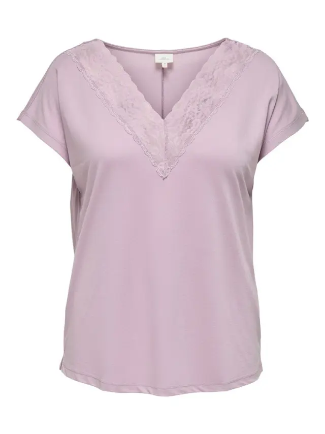 Μπλούζα με Ve λαιμόκοψη, CARNICKY LIFE CAPSLEEVE V-NECK TOP JRS, Only-carmakoma - S(42-44) 3