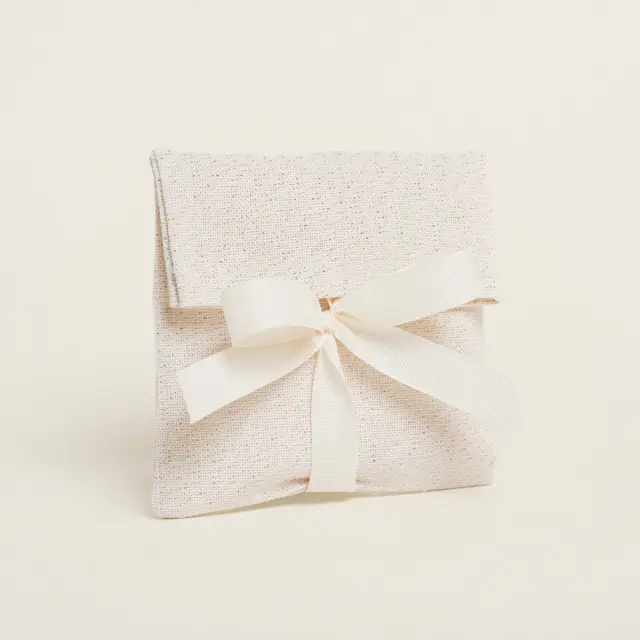 Beauty Home ΠΟΥΓΚΙ ΜΕ ΚΟΡΔΕΛΑ 12 x 17 cm ΕΚΡΟΥ ΧΡΥΣΟ LUREX 2