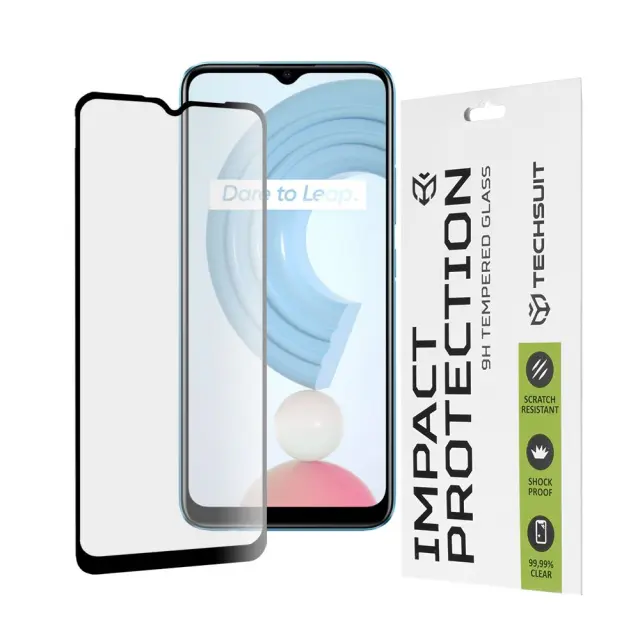 Techsuit® Full Cover Tempered Glass Αντιχαρακτικό Τζάμι Προστασίας για Realme C11- Black