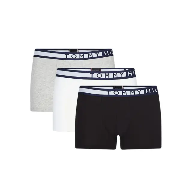 Tommy Hilfiger Ανδρικό Boxer Logo Waistband Organic - Τριπλό Πακέτο, Χρώμα Μαύρο-Λευκό-Γκρι