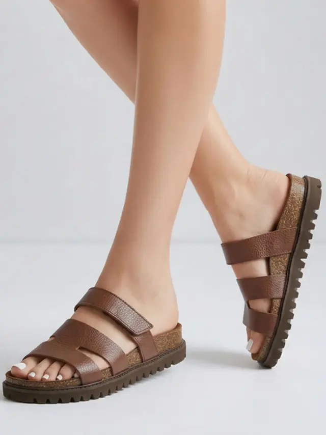 Genuins Παντόφλες Γυναικείο δέρμα Καφέ GEN/HERSE G106526 BROWN 2
