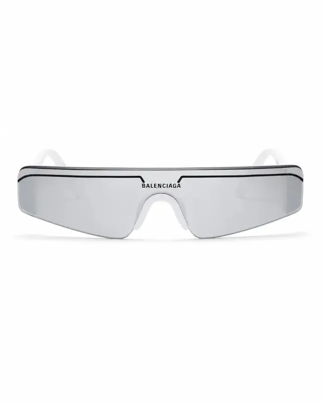 Balenciaga Λευκά Mask Γυαλιά Ηλίου με Ασημί Φακό BB0003S - 99-1-140