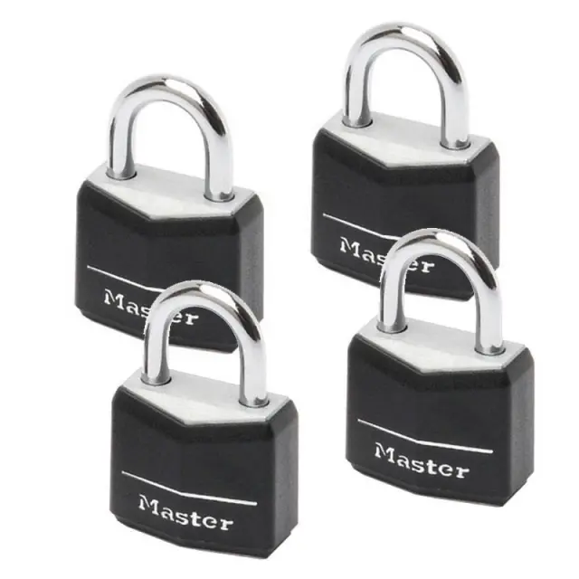 Master Lock 9120EURQBLKNOP - Σετ 4 λουκέτα 20mm με κάλυμμα προστασίας και ασορτί κλειδιά