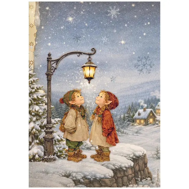 Ριζόχαρτο ντεκουπάζ Stamperia 21x29cm A4, SIlent Night, Χριστουγεννιάτικα φώτα