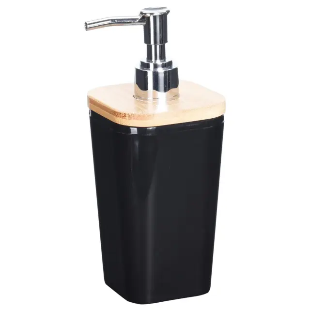 Δοχείο κρεμοσάπουνου Bathroom Solutions 7.3x7.3x17.5cm - Mαύρο/Καφέ 170456640