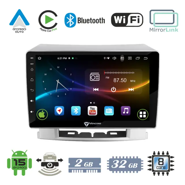 VenCore Οθόνη Multimedia Android 15 9" 9109A MTK6762 Octa-Core 2GB/32GB IPS με Πρόσοψη, CarPlay, Android Auto και Υποστήριξη Κάμερας Οπισθοπορείας AHD για Opel Astra J 2010-2014 – Ασημί (3236-10007-0367S)