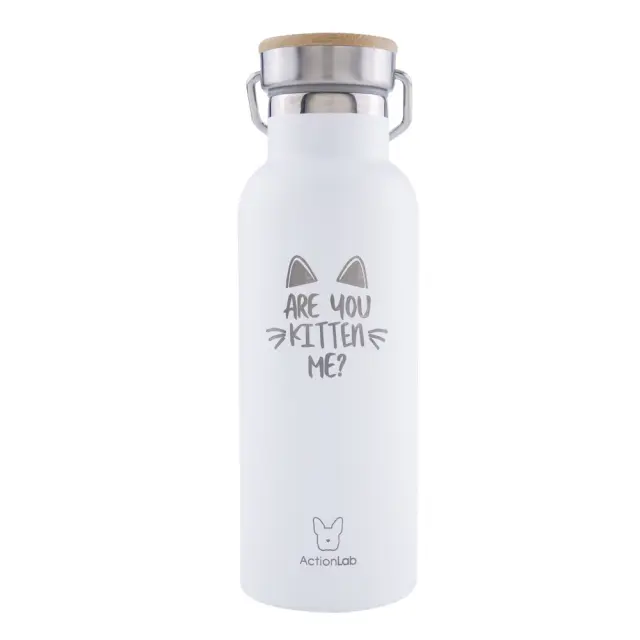 Eco Life Bamboo Thermos Bottle Λευκό Are You Kitten Me 500ml Λευκό