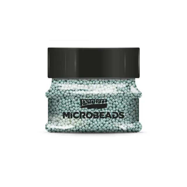 Χάντρες γυάλινες μικρές (Glass microbeads) Pentart 0,8-1mm 40gr, Πράσινο μέντας