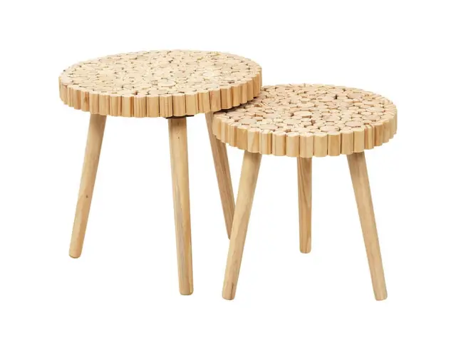 Σετ Τραπεζάκια Βοηθητικά Home Deco Factory με διαστάσεις 40x40cm και 35x35cm - ΜDF & Ξύλο - Aπόχρωση ξύλου - 2 τεμάχια HD5208 2
