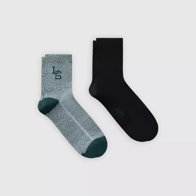 Levi's Short Cut Mouline Socks 2-Pack Green/Black Green/Black - 43/46